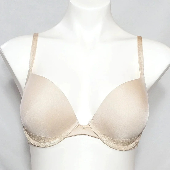 34D Gilligan O'Malley Favorite Plunge Push Up Underwire Bra Mochachino Nude NWT - Picture 1 of 3
